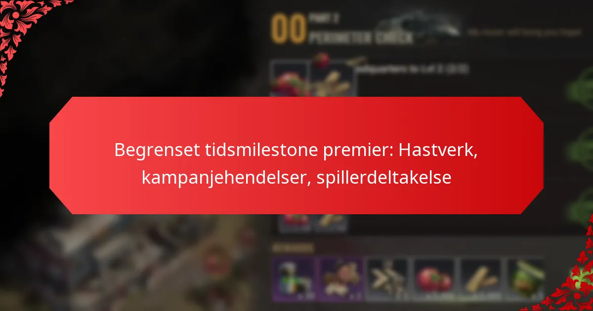 Begrenset tidsmilestone premier: Hastverk, kampanjehendelser, spillerdeltakelse
