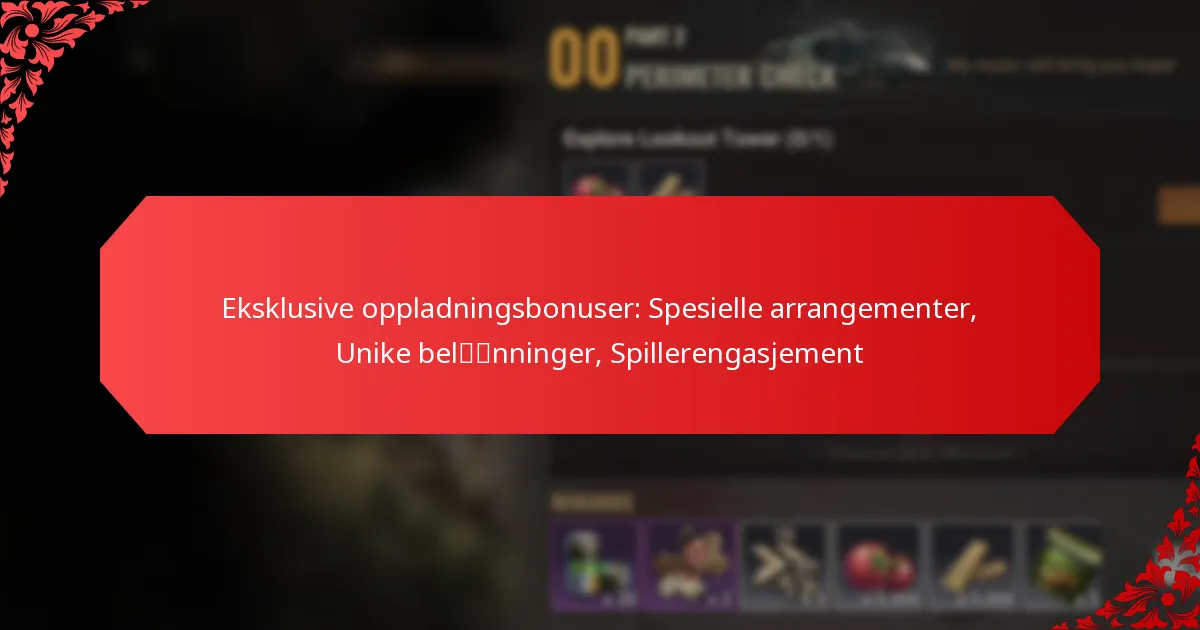 Eksklusive oppladningsbonuser: Spesielle arrangementer, Unike belønninger, Spillerengasjement